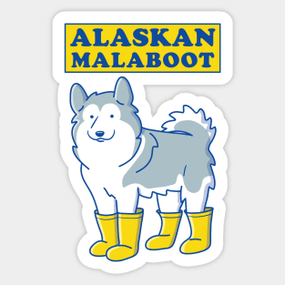 Alaskan Malamute wearing boots Sticker